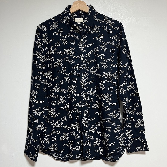 Club Monaco Navy Bird Print Slim Fit Shirt Size S - Picture 1 of 9